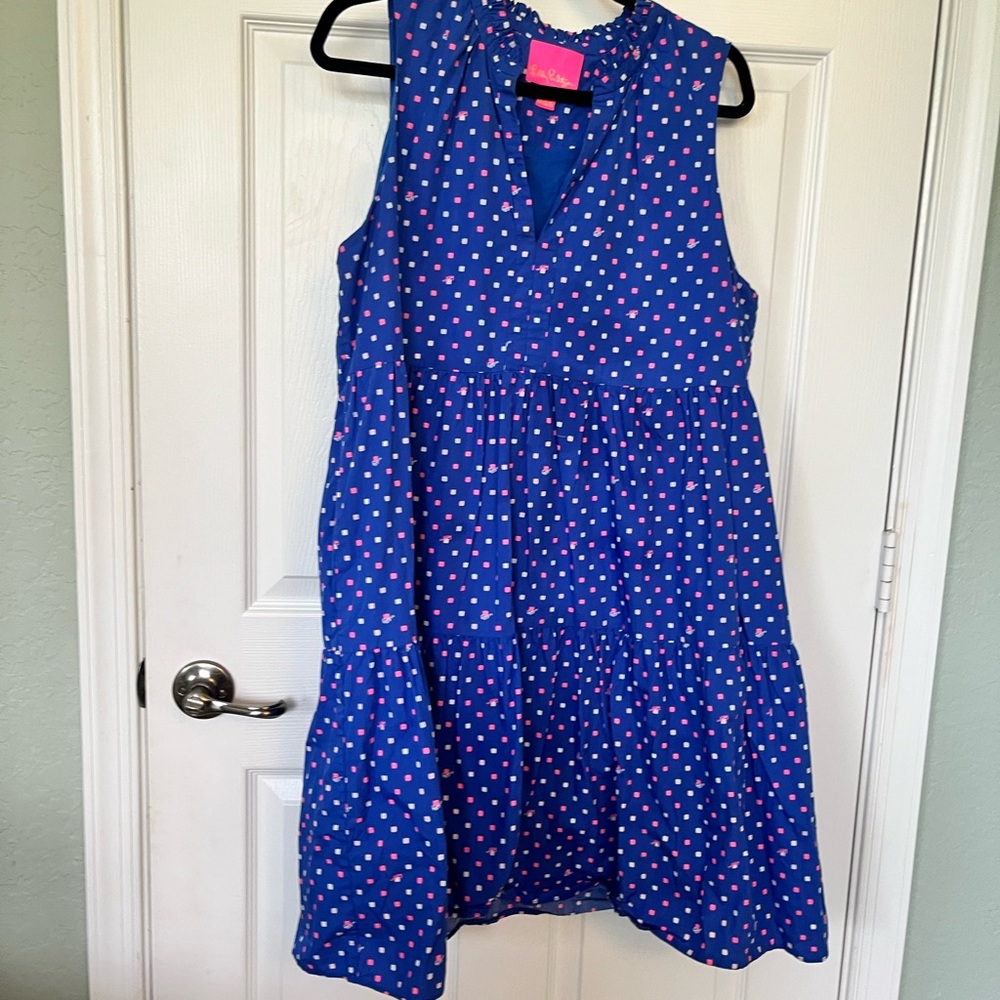 Lilly Pulitzer Novella Borealis Blue Squared Tier Ruffle Dress